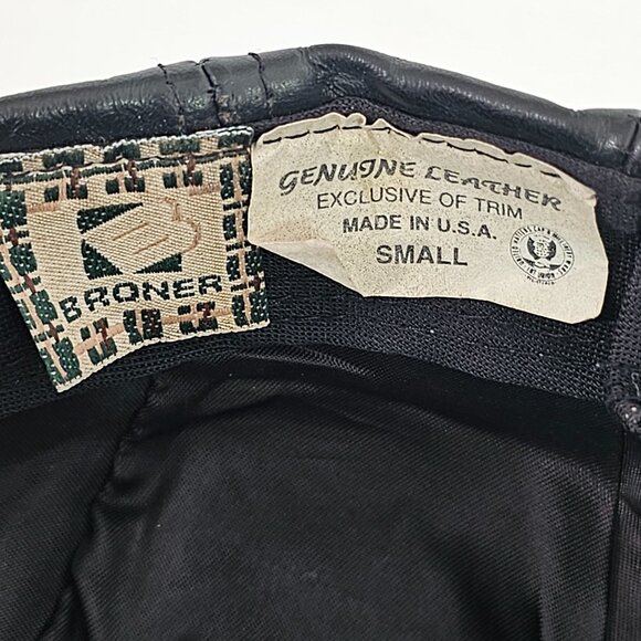 Vtg Broner Newsboy Cabbie Genuine Leather Ivy Cap Hat USA Sz S Black《818》A - Picture 4 of 6